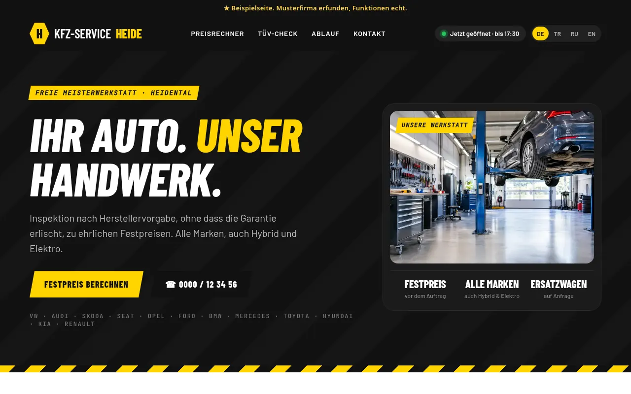 Vorschau der Beispielseite KFZ-Service Heide