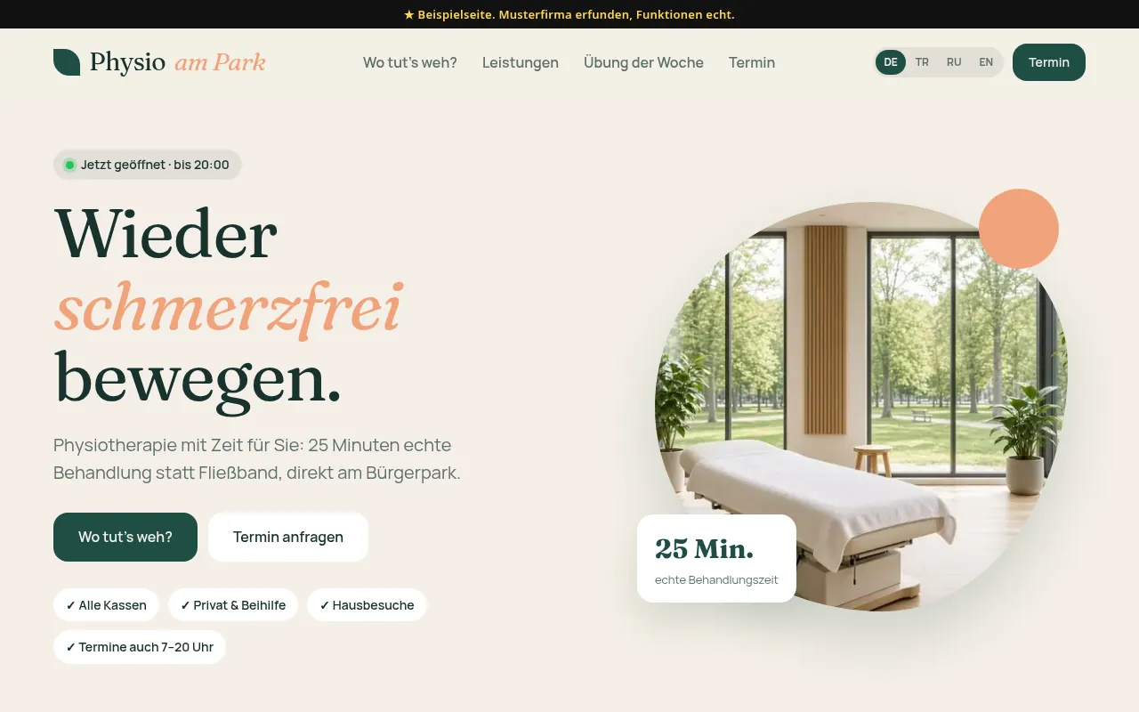 Vorschau der Beispielseite Physio am Park